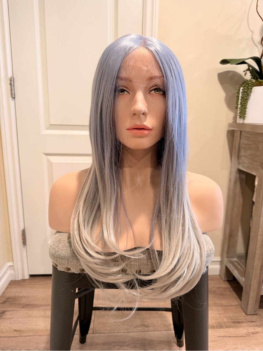 Bellami Synthetic wig Lavender to Silver Ombre Long Straight Wig 24” 295g